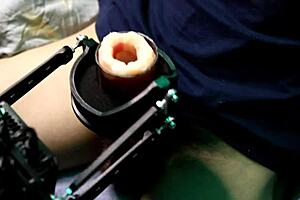 Super masturbation machine delivers powerful moans in solo vibrator session with oiled bodybuilder