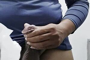 Asian wife gives handjob to friend in bedroom! International call sex service via WhatsApp for 2025 new month!