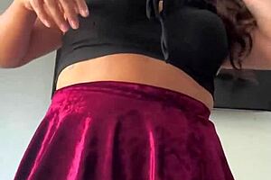 beautiful middle eastern amateur with huge natural tits rides and fucks herself with a giant dildo until she squirts and cums the panty bank used panties