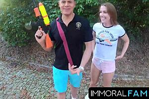 Soggy Czech cutie Alexis Crystal drops her panties for American hunks in first time bedroom action