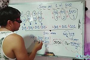 Asian Student In Bedroom With Nerd Teacher Brown Eyes Sexual Math