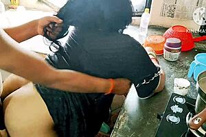 Desi wife casually had hardcore sex with neighbor boys in kitchen