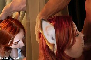 Cute Fox Sucks Big Dick Deepthroat And Gets Cum On Face