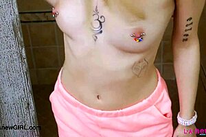 Picture-perfect blonde took a shower but oops, forgot the towel or somethin'