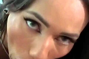 Teen brunette Latina craves rimjob in POV with bouncing natural tits and sloppy blowjob ending in cum mouth