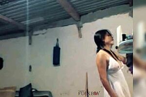 This happens when hubby leaves neighbor invites me over for porn and rides me hard she loves it from behind