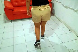 milf slut sucks co-worker's rich cock while cuckold husband works