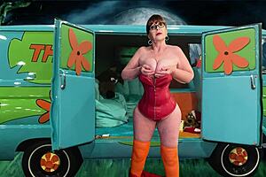 Granny Velma Dinkley gets her pussy licked hard then dicked to intense orgasm and creampie in cosplay
