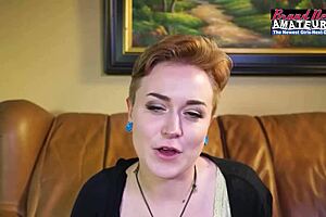 Petite tattooed blonde Micah deepthroats big cock and swallows every drop