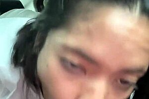 Sloppy deepthroat blowjob with cum in mouth before meeting friends in public car adventure!