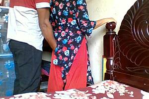 Indian step sister surprised by her brother in homemade amateur group doggystyle scene with bent over action