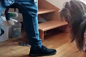 Hey, check this 2025 slave f in submission with French maledom bondage and humiliation. She's bound as a maid with handcuffs and dirty talk.