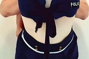 asian amateur in police cosplay skirt enjoys intimate moment with partner