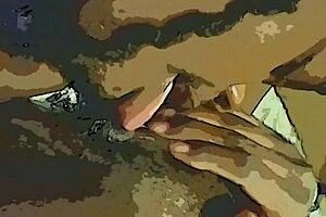 Dildo and Tongue Team Up for Wet Ebony Pussy Licking and Cum Action