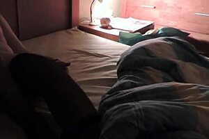 Flogging pink jelly bean solo in lingerie before sleeping in homemade reality video