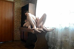 Beautiful Young 18+ Girl Fucking On A Table With Barefoot Feet