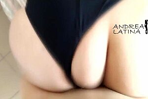 Latina takes it hard in doggy style from her fat bbw friend!