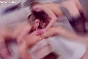 Shanti Shy and Dina Joy dive into their first threesome with deepthroat blowjobs, rimjobs, doggystyle fucking, and cumshot facials.