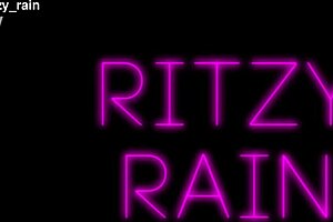 Ritzy Rain kneels with arms bound for rough deepthroat. Face slaps, tit slaps, and throat-pie finish her off.
