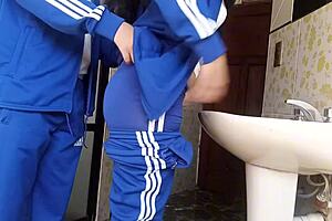 Is That Student Friend Really Getting a Quickie in the School Bathroom with Tight Mexican Teen Pussy?