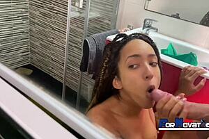 Pornovatas Features Young Dominican Latina Sucking Big Spanish Cock From Victor Bloom In Hotel Bathroom