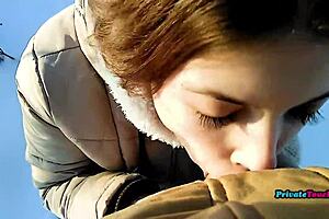 Outdoor blowjob from russian stepsister feels amazing