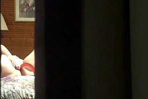 PEEPING TOM CATCHES HOT MILF FINGERING PUSSY OUT HOTEL WINDOW!