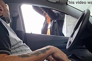 Risky Redhead Street Masturbation In Public Car Thrill