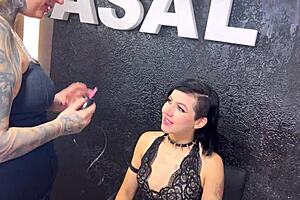 18yo goth girl gets pussy tattooed then eaten till she squirts in artists mouth