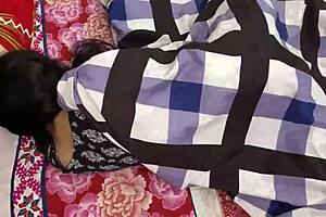 Sharing bed with punjabi bhabhi licking then fucking her big shaved ass