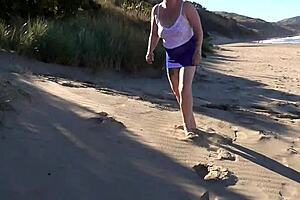 Trashy kiwi milf paraded see-through then creampied beach public