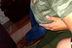 My sexy latina wife teases with big tits foreplay on sofa