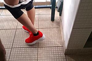 Sexy Latina Teen Doggystyle Cumshot in Risky Public Club Bathroom