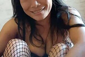 Chubby Thai babe huge natural tits posing sexy lingerie