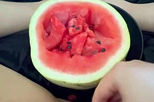 ever seen watermelon stretch an arab teen's tight pussy?