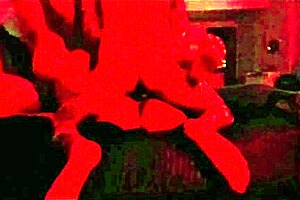 Four guys raw-dog submissive Brazilian girl's tight pussy in red-lit orgy funk bang