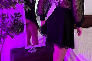 gorgeous mature strips garter heels for sexy solo tease