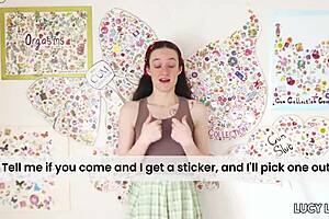 Brunette Girlfriend's Solo Sticker Fetish Voyeur Peek