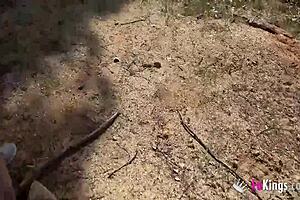 noa the spanish date slut rides cowgirl then bends over doggystyle by the lake outdoors