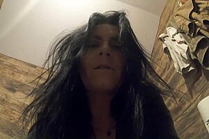 Hairy mature mother-in-law spreads tight pussy lips for close-up pissing worship