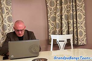 imagine this petite 18+ teen bent over taking old mans deepthroat and doggystyle pounding