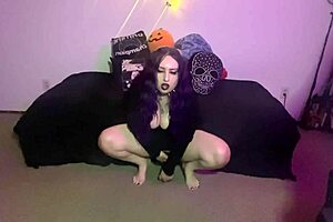 thick goth pawg rides and pounds huge bbc dildo hard