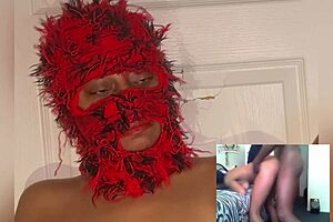 Ebony wife squirts hard watching vids with eye-rolling orgasms