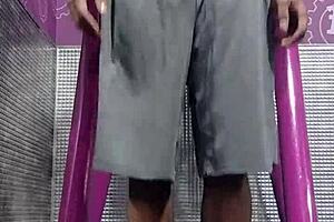 skinny brunette mature gym machine workout solo sexy athletic dorm tease