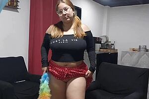 big boob latina bbw maid shakes plump curvy ass during playful spanking session