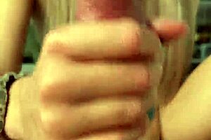 my blonde girlfriend's close-up handjob ends in massive cumshot day 45