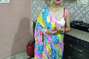 indian bhabhi bends over kitchen counter for devar's first fuck dirty hindi talk