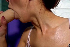 babe teases sloppy blowjob dildo wet pussy craving monster cock