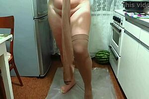 a milf pees by christmas tree soaking vintage stockings fetish clips