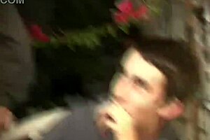 Horny frat teens spitroast blonde slut outdoors public missionary teasing